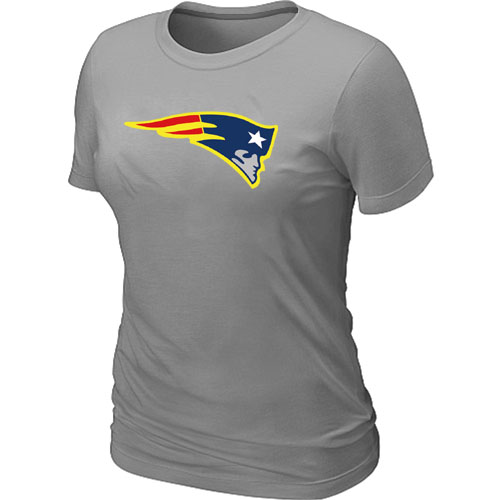 New England Patriots Women's Neon Logo Charcoal NFL T-Shirt - Grey